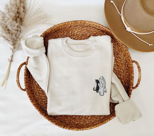 Discover Embroidered Ghost Sweatshirt, Embroidered Sweatshirt