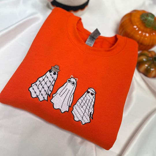 Discover Floral Ghost Embroidered Sweatshirt