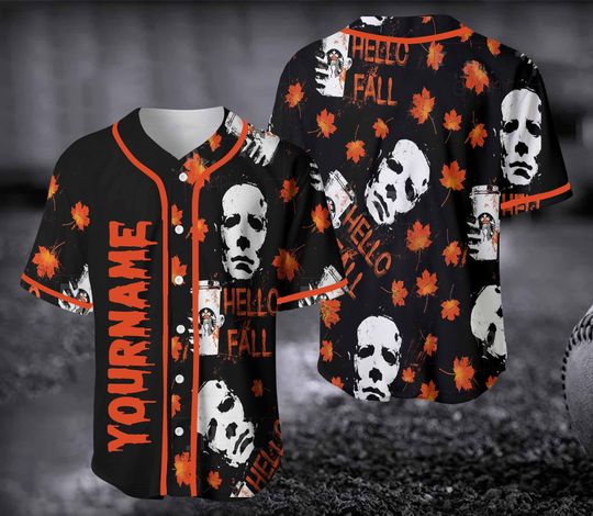 Discover Horror Hello Fall Jersey Shirt, Custom Jersey Shirt, Gift For Women and Man Jersey Shirt,  Halloween Jersey Shirt