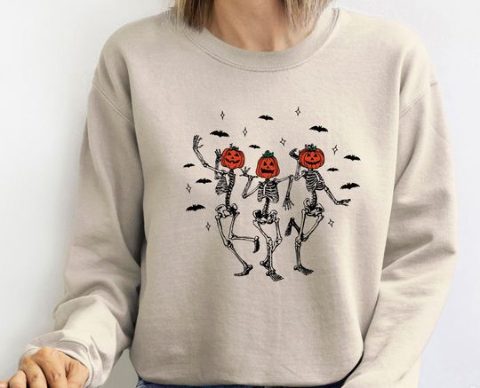 Discover Skeleton Sweatshirt, Skeleton Dance, Halloween Pumpkin