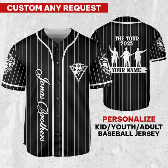 Discover Personalized Jonas Brothers The Tour 2023 Black Jersey,Jonas Brothers Baseball Jersey