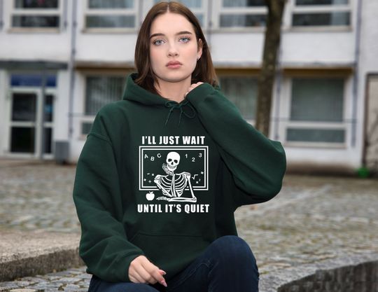 Discover Funny Teacher Hoodie, Halloween Teacher Gift, Halloween Skeleton Hoodie, Cute Halloween Gift