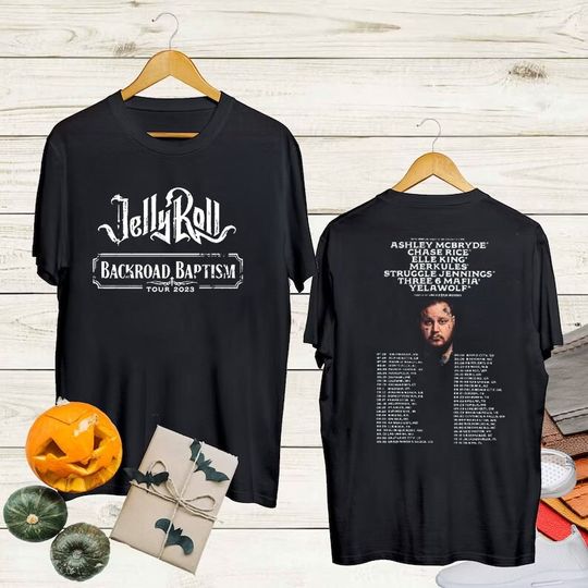 Discover 2023 Tour Dates Jelly Roll Unisex T-Shirt, Jelly Roll Backroad Baptism 2023 Tour Shirt