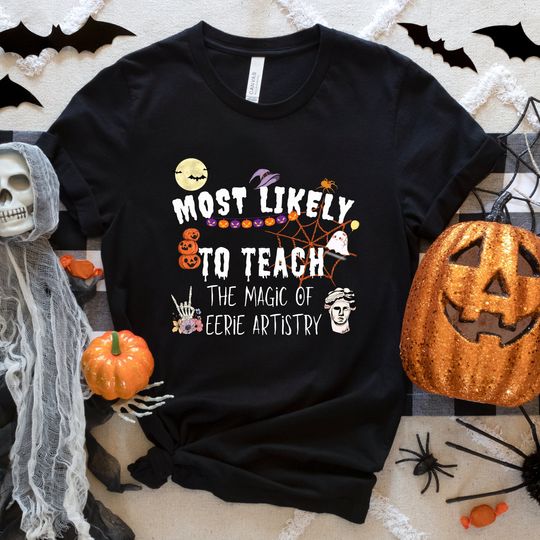 Discover Halloween Art Teacher Shirt, Funny High School Group Teacher Halloween Shirt