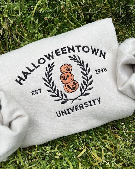 Discover Halloweentown University Embroidered Sweatshirt, Halloween Embroidered Sweatshirt