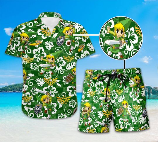 Discover The Legend of Zelda Hawaiian Shirt | Zelda Korok Flora Of Hyrule Family Hawaiian Shirt