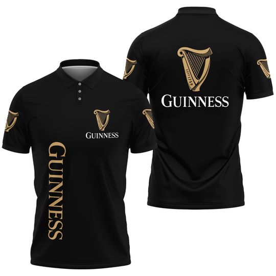 Discover Guinness Black Unisex Polo Shirt 3D