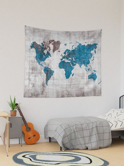 Discover world map 96 blue #worldmap #map  | Tapestry