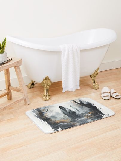 Discover Halloween Ghost Watercolor No.12 Digital Art | Bath Mat