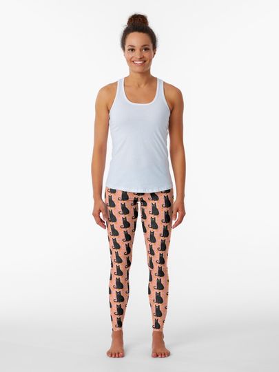 Discover Spooky Black Cat: Maximalist Halloween Mystique | Leggings