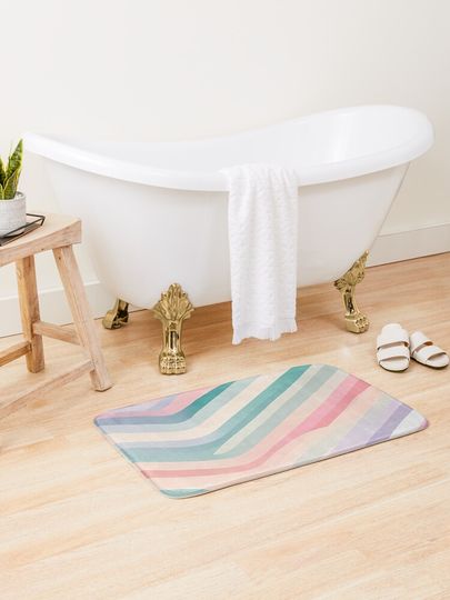 Discover Delicate Lines in Pastel Tones-line pattern | Bath Mat