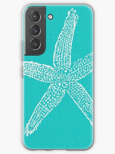 Discover Aqua Blue with White Starfish | Samsung Galaxy Phone Case