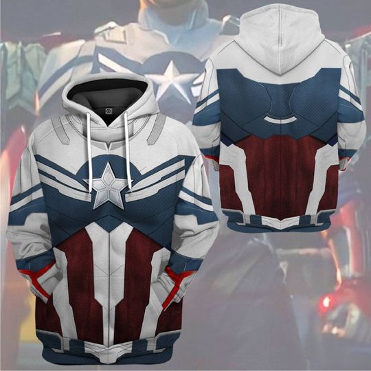 Discover Sam Wilson Captain Suit 3D Hoodie, Costume Halloween Cosplay 3D Hoodie, Halloween Costume For Family Group Hoodie