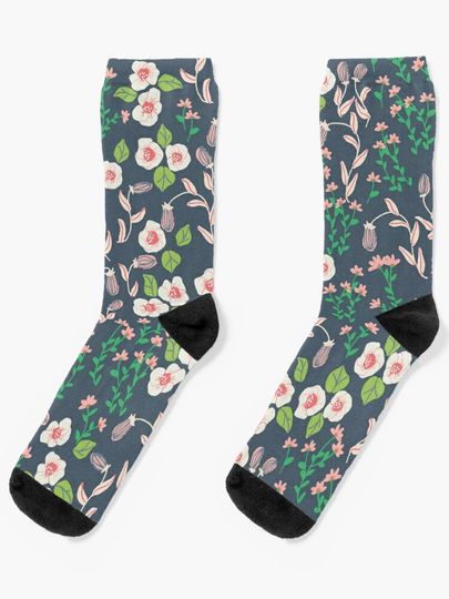 Discover Dreamy Garden [dark blue] | Socks