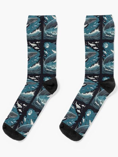 Discover Graphic whales flying in the nigh  | Socks