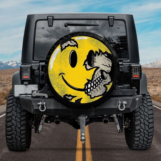 Discover Smile Skull Face Holiday Tire Spare, SUV Tire Cover