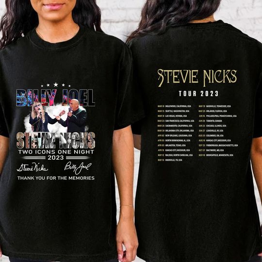 Discover Signature Billy Joel Stevie Nick Tour Tshirt, Billy Joel Tour Merch Shirt, Billy Joel 90s
