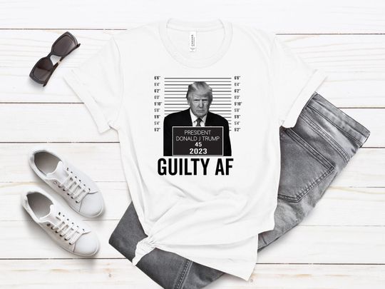 Discover Trump Mugshot Guilty Af 2023 shirt, Trump Guilty af shirt
