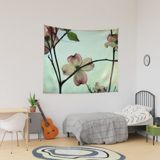 Discover Modern Country Farmhouse Dogwood Blossoms Flower Art Tapestry