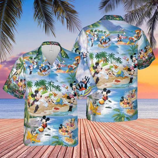 Discover Movie Cartoon Characters Hawaiian Shirt, Summer Beach Trip Family Hawaiian T Shirt, Tropical Hawaiian Tee