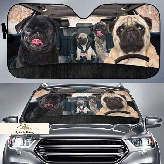 Discover Pug Dog Car Sun Shade, Pug Dog SunShade