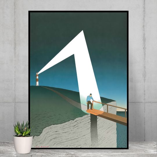 Discover guy billout surrealism mercusuar Premium Matte Vertical Poster