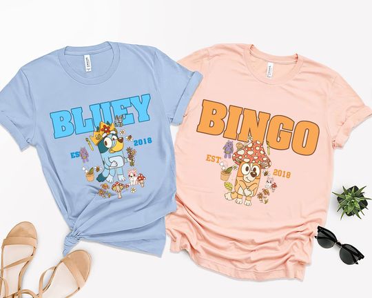 Discover BlueyDad And Bingo shirt, BlueyDad Shirt, BlueyDad Couple Shirt, Matching BlueyDad And Bingo Family Trip Shirt