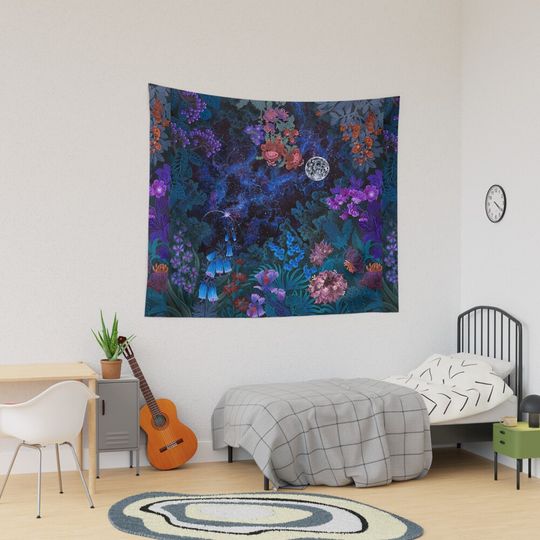 Discover Night Space Magic Garden Tapestry