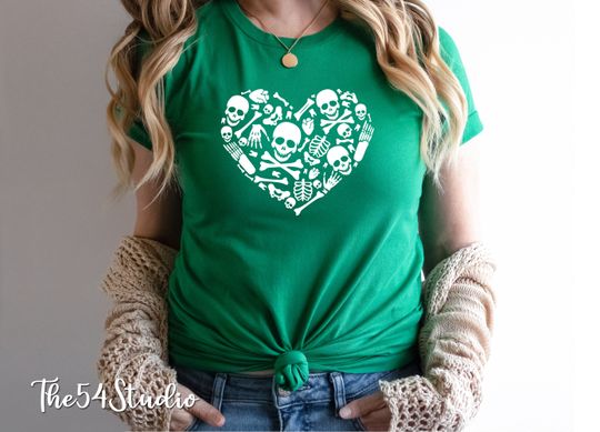 Discover Skeleton Heart Halloween Shirt