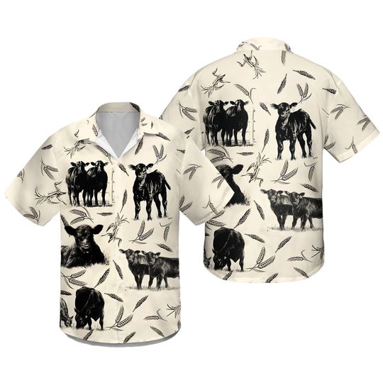Discover Cow Shirt, Black Angus Cattle Hawaiian Shirt