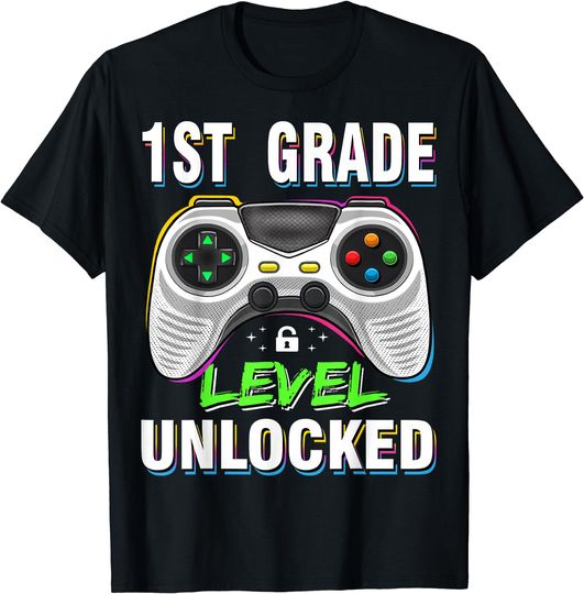 Discover 1st Grade Level Unlocked Gamer First Day Of School Boys T-Shirt