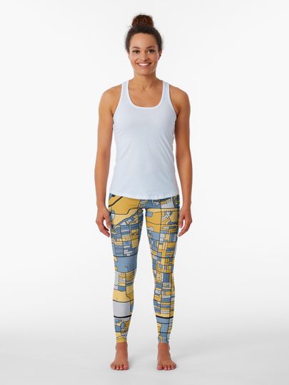 Discover Mesa Map Pattern in Blue & Gold | Leggings