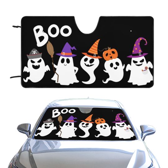 Discover Five Cute Ghosts Car Sunshade, Cute Ghost Road Car Windshield