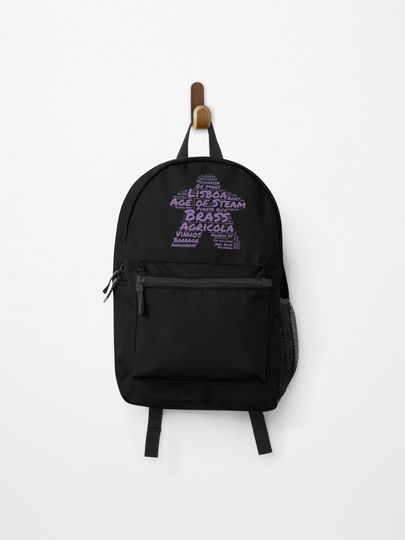 Discover I Play Purple - Meeple Word Cloud for Board Game Enthusiasts | Backpack