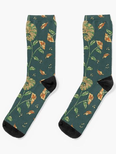 Discover Floral-Loving Chameleon 02 [dark green] | Socks