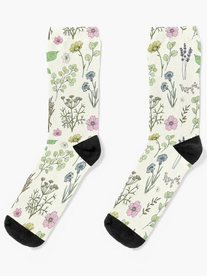 Discover Pastel meadow flowers | Socks