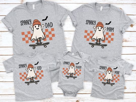 Discover Custom Family Spooky Ghost Matching Group Shirts, Personalized Tshirt, Halloween Mom Dad Kids And Couple T-shirts