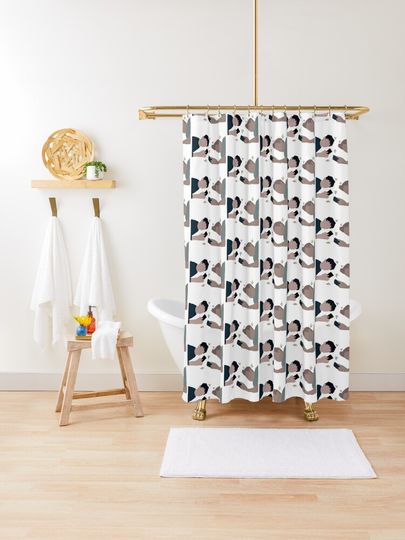 Discover Nick and Charlie on their phones | Shower Curtain