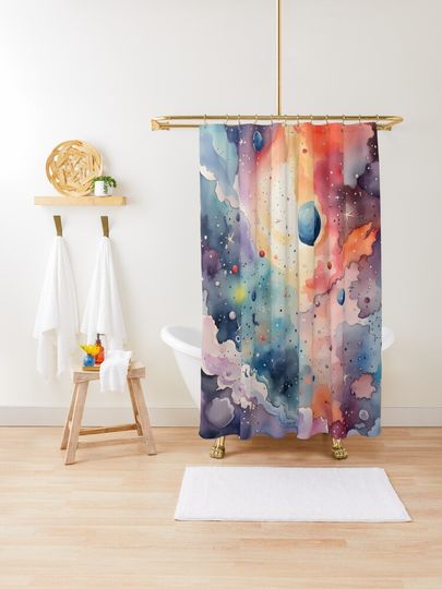 Discover Watercolor Space | Shower Curtain