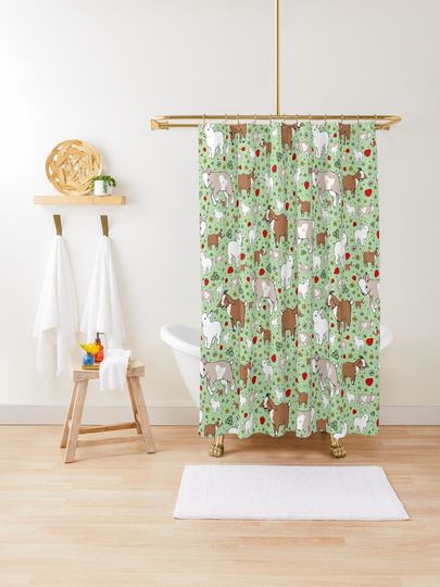 Discover Goats in Green | Shower Curtain