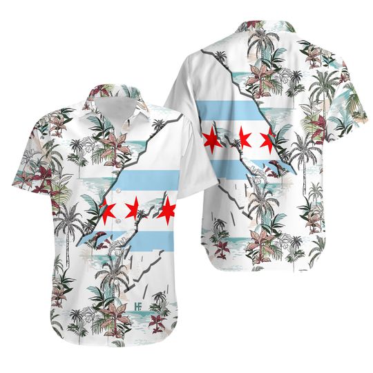 Discover Navy Chicago Hawaiian Shirt