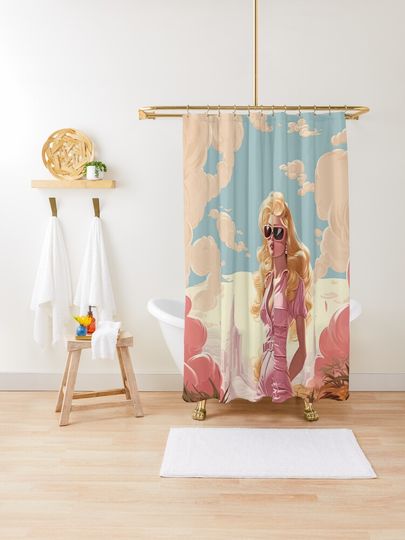 Discover Barbenheimer: Sunny Secrets & Sugary Skies | Shower Curtain