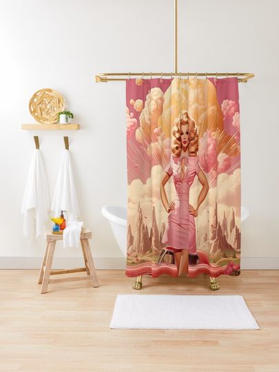 Discover Barbenheimer Explosive Summer Elegance | Shower Curtain