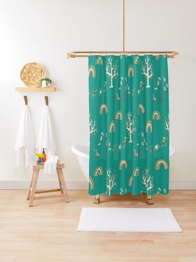 Discover Woodland Wander [green] | Shower Curtain