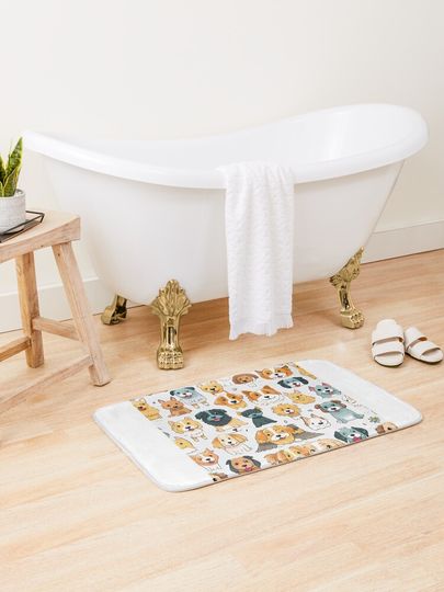 Discover Abstract Rainbow Canine Textures - Lively Patterns for Trendy Graphic Art and Creative Designs" | Bath Mat
