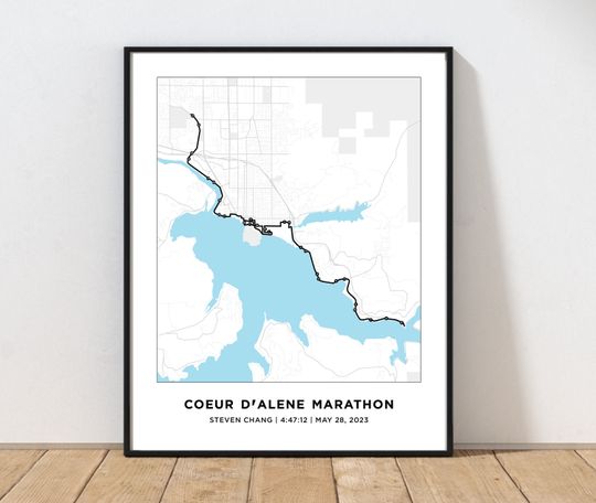Discover Coeur d'Alene Marathon Course Map Poster