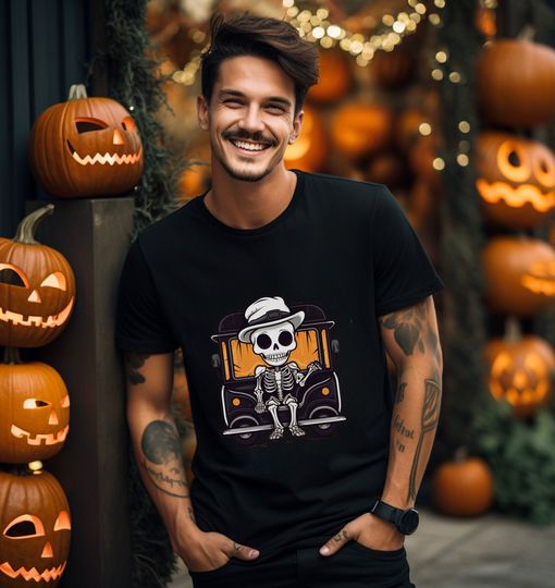 Discover Skeleton Bus Driver Halloween Tee | Spooky Transit Fashion