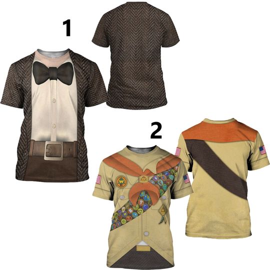 Discover Animated Old Man Cosplay Costume 3D Shirt, Wild Nature Explorer Little Boy Costume