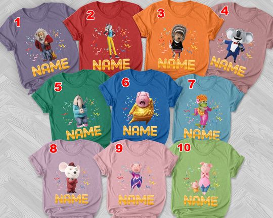 Discover Sing Characters Group Matching Birthday Shirt
