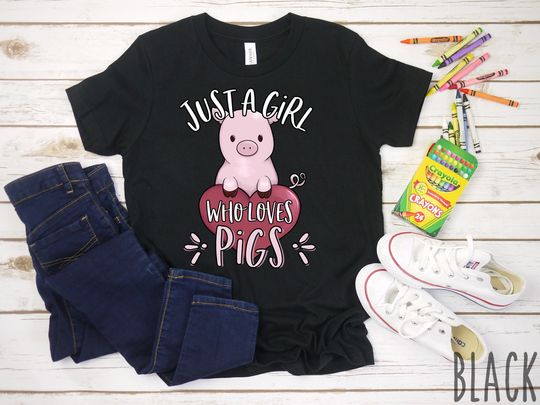Discover Just A Girl Who Loves Pigs Shirt | Cute Pig Shirt for Kids | Funny Pig Lover Gift
